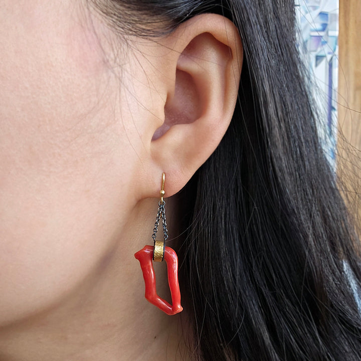 Mediterranean Red Branch Coral Earrings - "Ocean's Rhythm"
