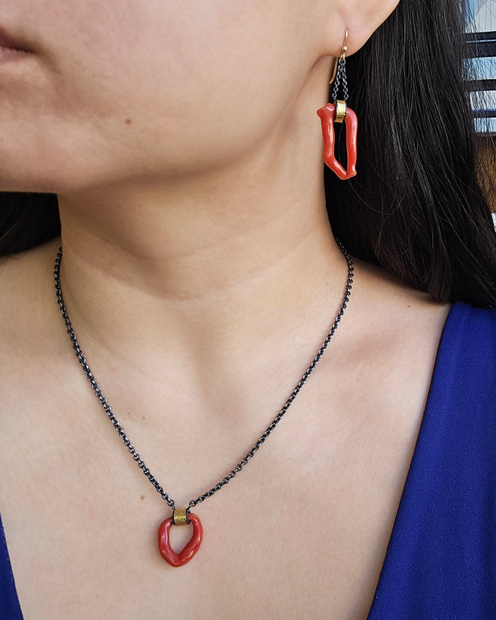 Mediterranean Red Branch Coral Necklace - "Colored Waters"