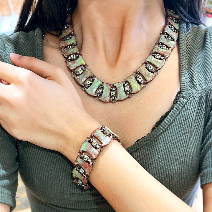 Peridot Byzantine Link Necklace - "Libertas"