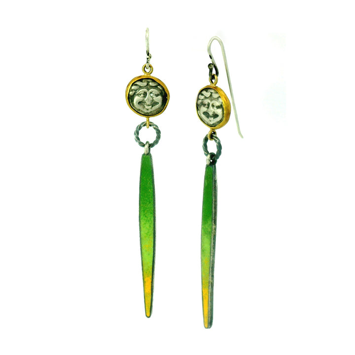 Cast Silver Hemidrachs & Enamel Drop Earrings - "Medusa the Gorgon"