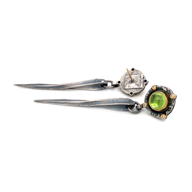Green Tourmaline & Diamond Earrings - "Romanesque"