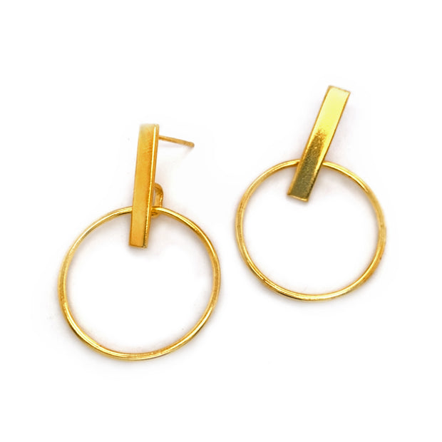 Gold Vermeil Geometric Earrings - "Daire"