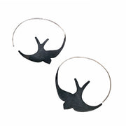 Sterling Silver Hoop Earrings - "Swallow"