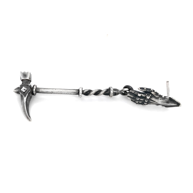 Sterling Silver Single Drop Earring - "Lucerne Hammer"