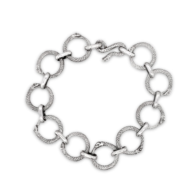 Sterling Silver Ouroboros Link Bracelet - "Chain of Snakes"