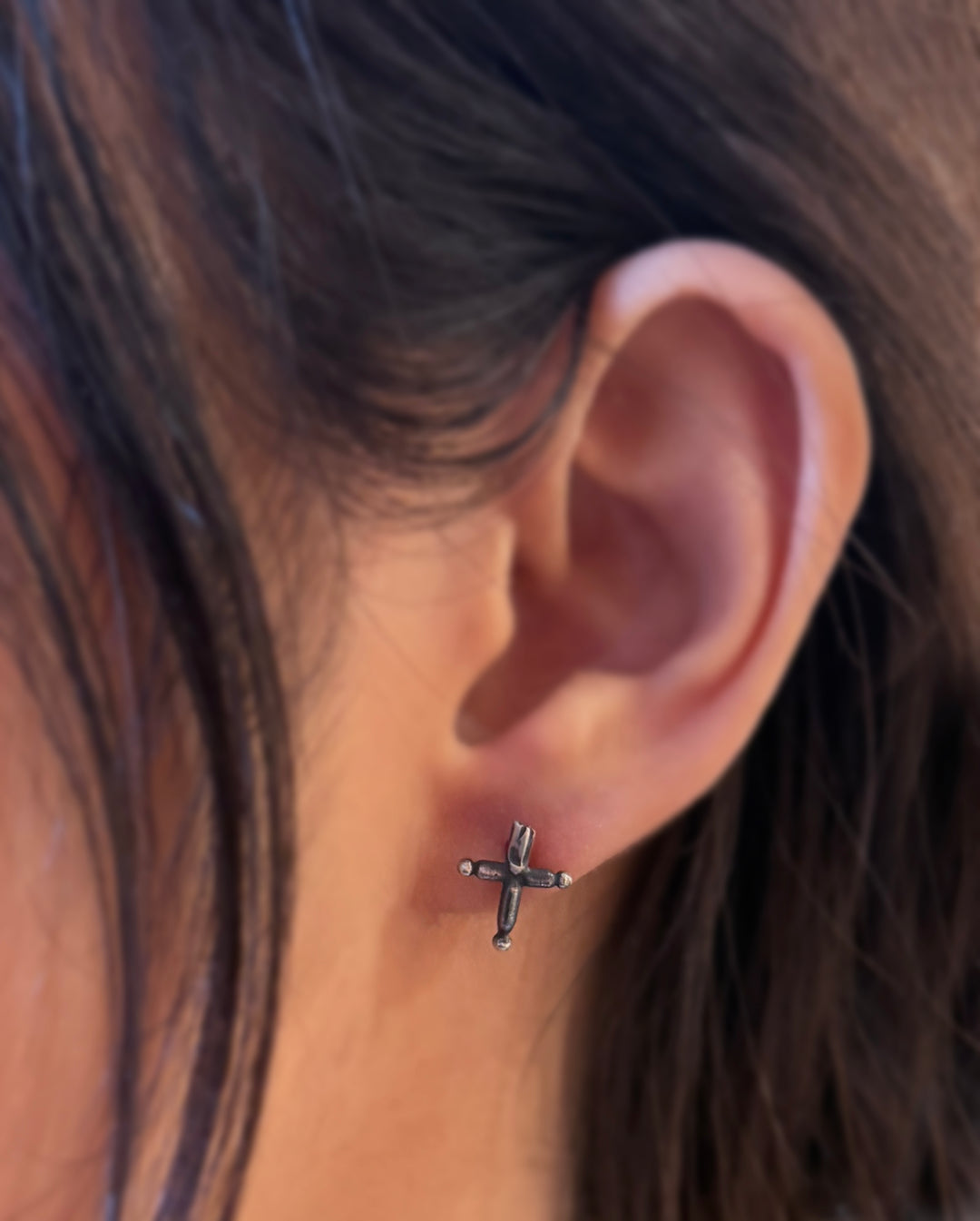 Sterling Silver Single Stud Earring - "Tiny Broken Sword"