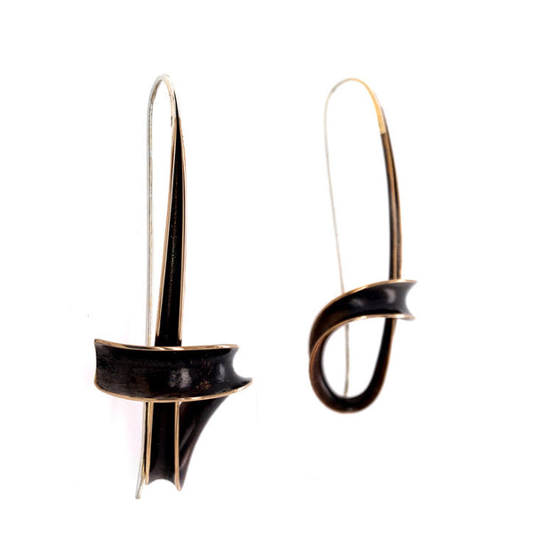 Bronze Ribbon Earrings - "Flourish"