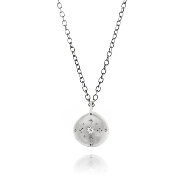 Sterling Silver and Diamond Necklace - "New Moon"