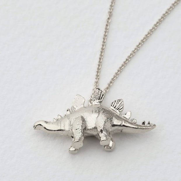 Sterling Silver Dinosaur Necklace - "Stegosaurus"