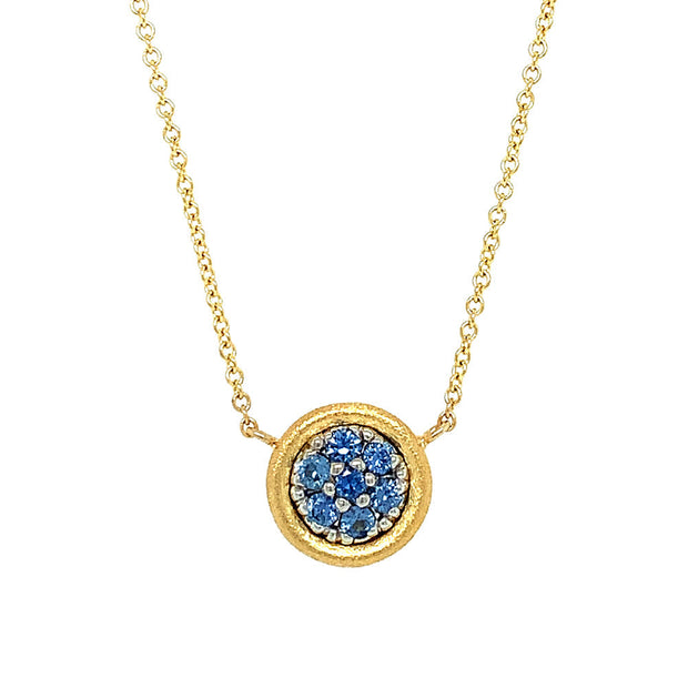 Yogo Sapphire Cluster Necklace - "Mosaic"