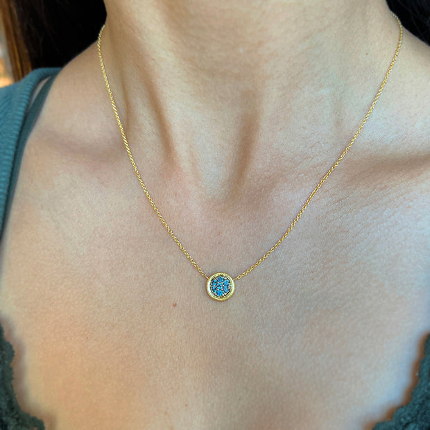 Yogo Sapphire Cluster Necklace - "Mosaic"