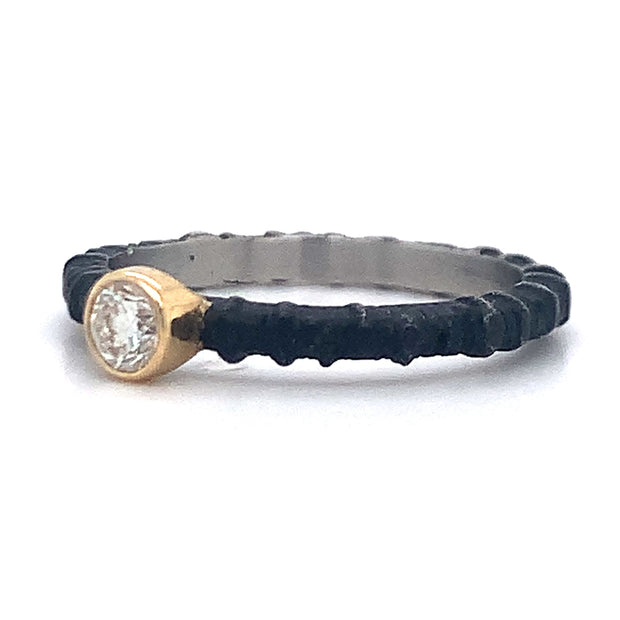 Oxidized Cobalt Chrome Diamond Stacking Ring - "Pebble"