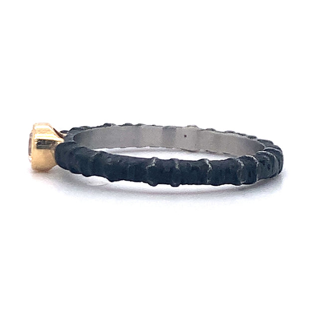 Oxidized Cobalt Chrome Diamond Stacking Ring - "Pebble"