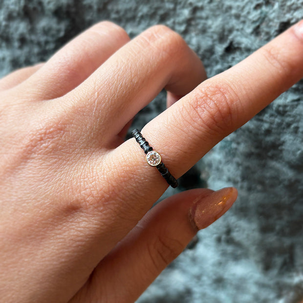 Oxidized Cobalt Chrome Diamond Stacking Ring - "Pebble"