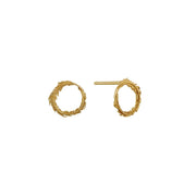 Yellow Gold Stud Earrings- "Plume Loop"