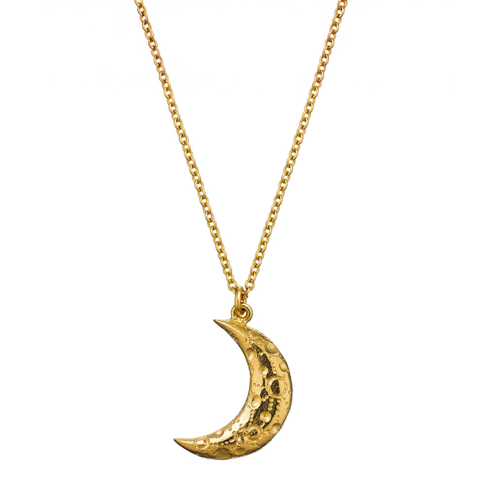 Gold Vermeil & Diamond Necklace - "Crescent Moon"
