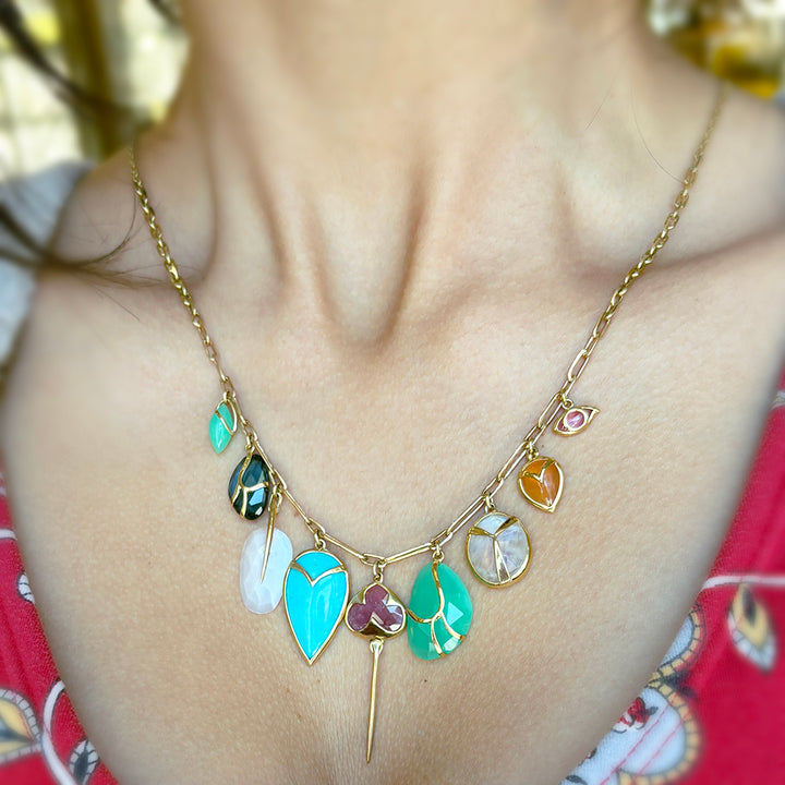 One-of-a-Kind Multi-Stone Yellow Gold Necklace - "Lucky Charm"