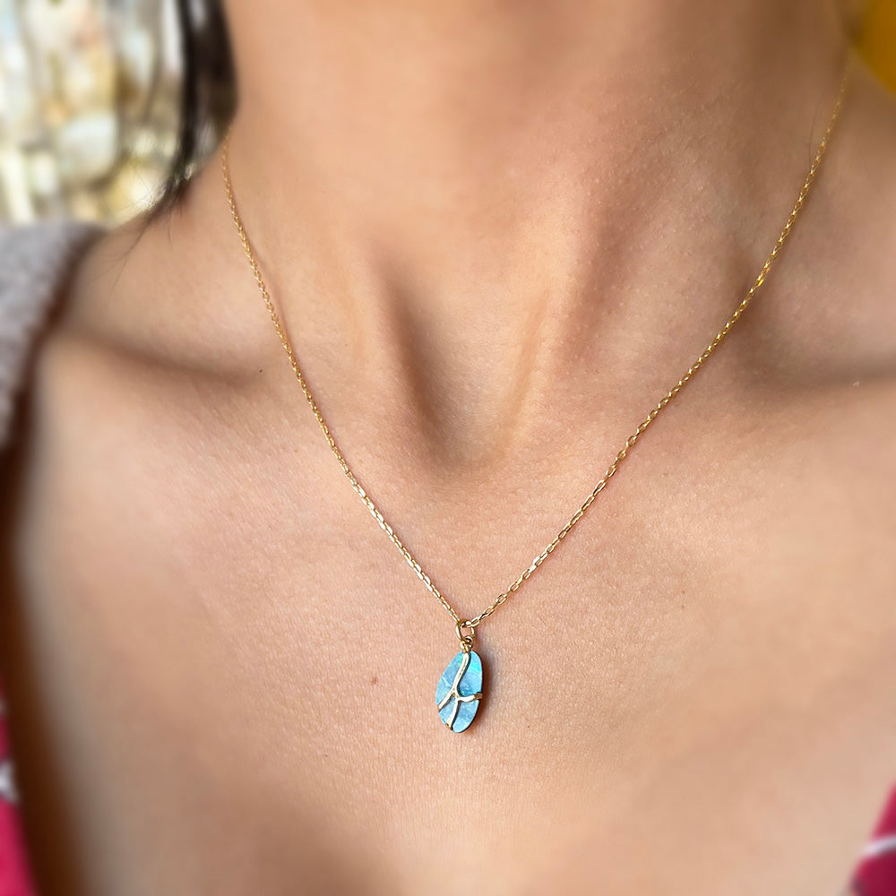 One-of-a-Kind Opal & Yellow Gold Necklace - "Butterfly"