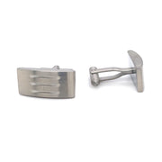 Stainless Steel Cufflinks - "Rectangle with Grooves"