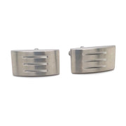 Stainless Steel Cufflinks - "Rectangle with Grooves"