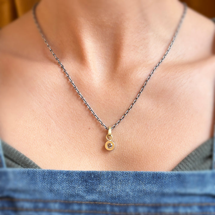 Champagne Diamond Sterling Silver & Yellow Gold Pendant - "Valeri"