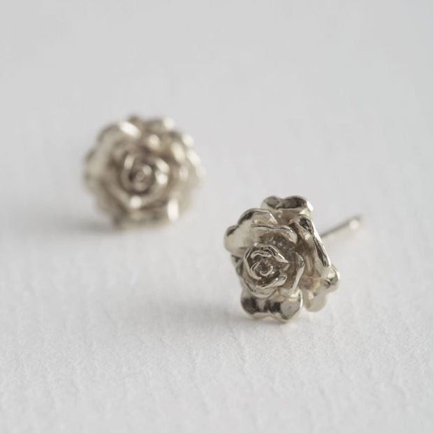Sterling Silver Stud Earrings -"Rosa Damasca"