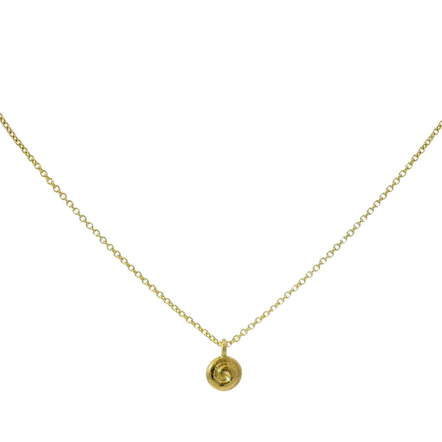 Yellow Gold Medallion Necklace - "Baby Spiral"