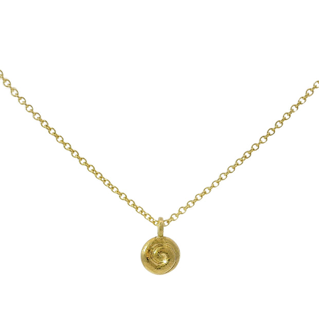 Yellow Gold Medallion Necklace - "Baby Spiral"