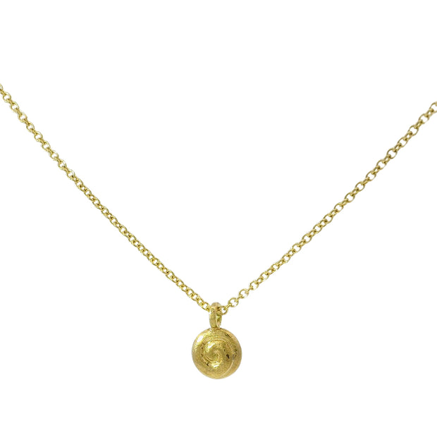 Yellow Gold Medallion Necklace - "Baby Spiral"