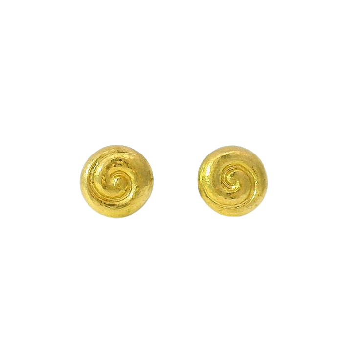 Yellow Gold Stud Earrings - "Baby Spiral"