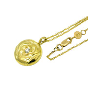 Yellow Gold & Diamond Medallion Necklace - "Blooming Rose"