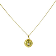 Yellow Gold & Diamond Medallion Necklace - "Spiral"