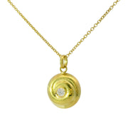 Yellow Gold & Diamond Medallion Necklace - "Spiral"