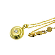 Yellow Gold & Diamond Medallion Necklace - "Spiral"