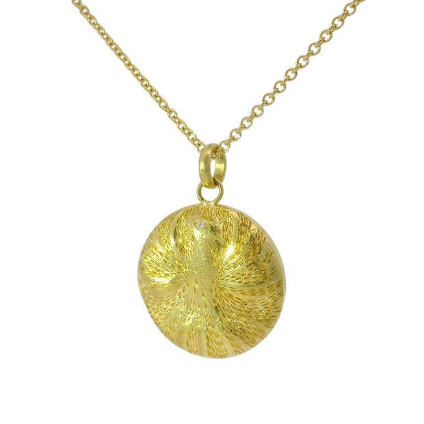 Yellow Gold & Diamond Medallion Necklace - "Phoenix"