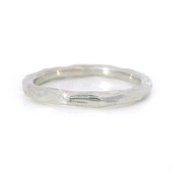 White Gold Textured Band - "Rogue"