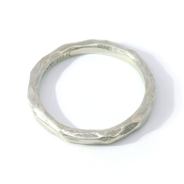White Gold Textured Band - "Rogue"