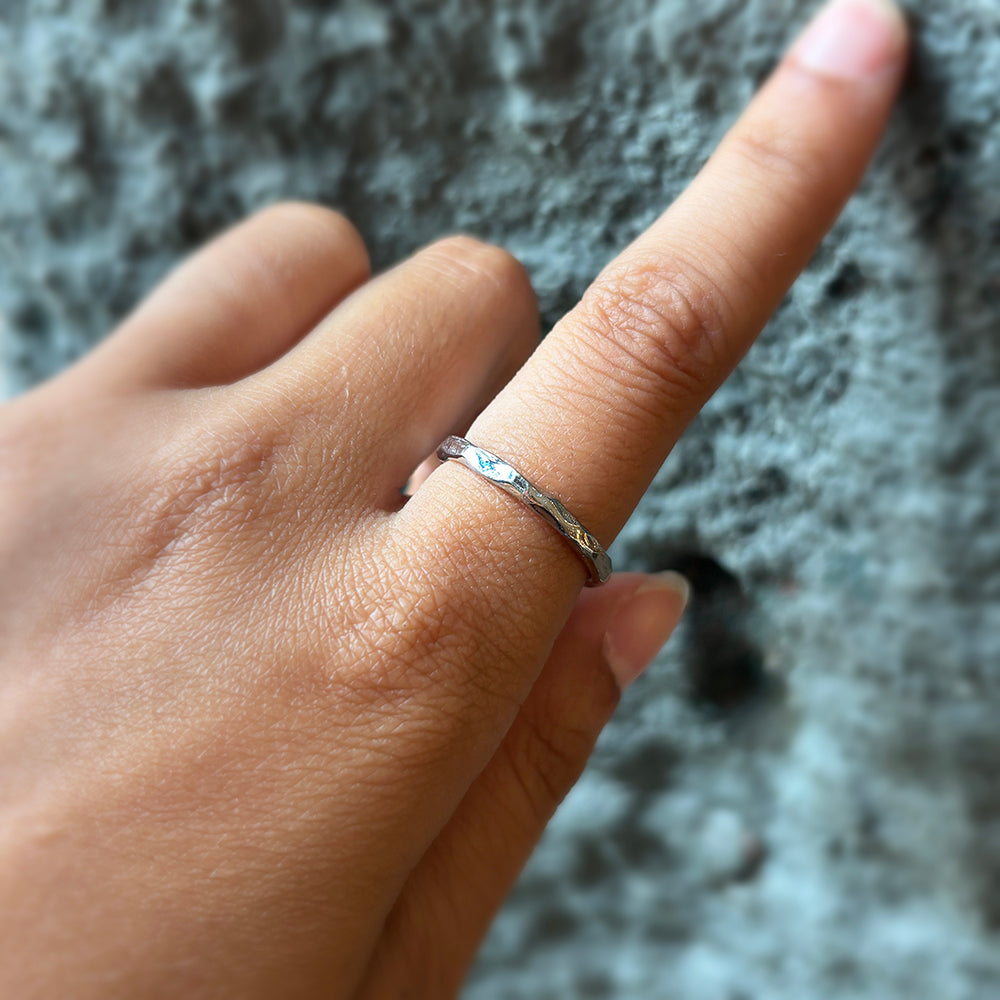 White Gold Textured Band - "Rogue"