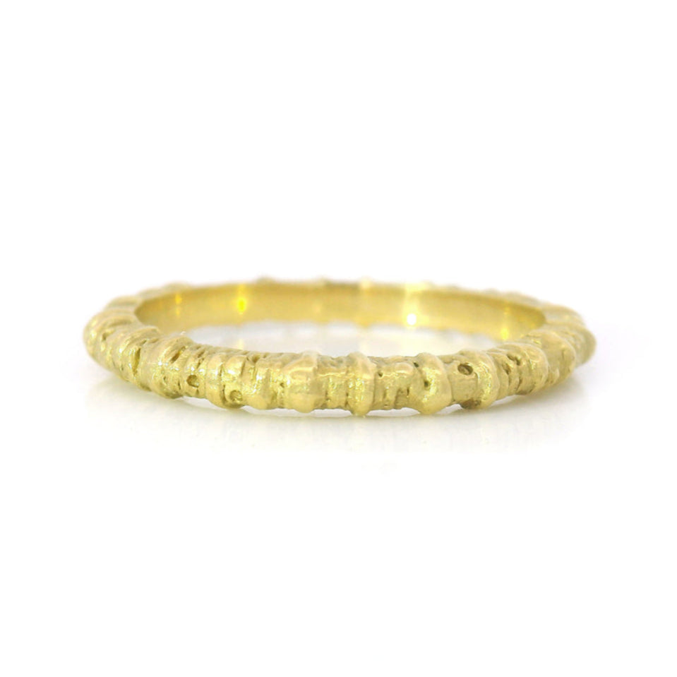 Yellow Gold Textured Band - "Aspen"