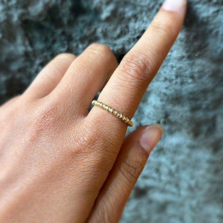 Yellow Gold Textured Band - "Aspen"