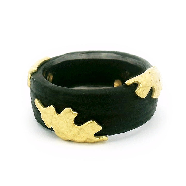 Yellow Gold & Cobalt Chrome Ring - "Oak Leaves"