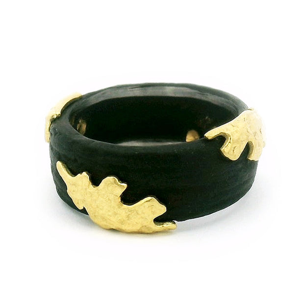 Yellow Gold and Cobalt Chrome Ring - "Oak Leaves"