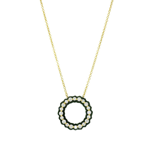 Diamond & Blackened Cobalt Chrome Necklace - "Scallop"