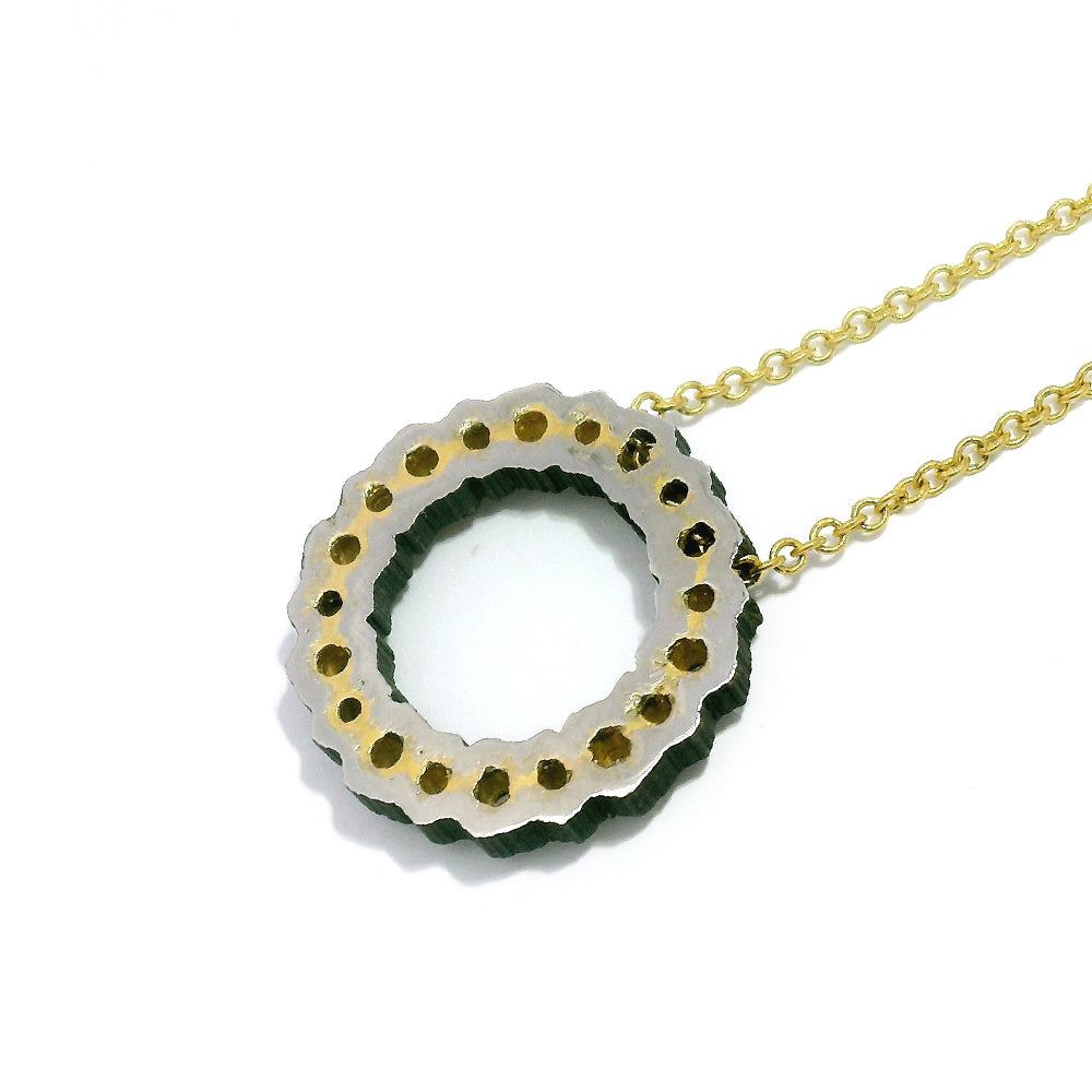 Diamond & Blackened Cobalt Chrome Necklace - "Scallop"