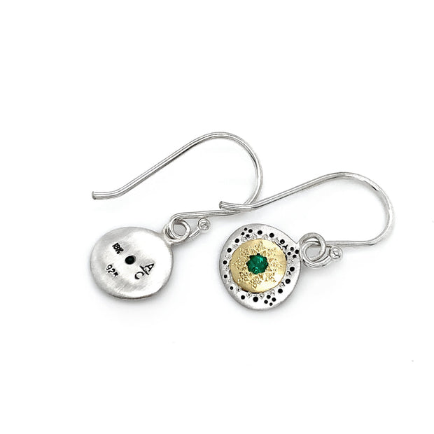 Silver and Gold Emerald Earrings - "Harmony in Green"