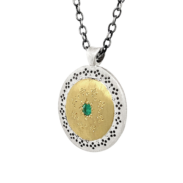Silver and Gold Emerald Necklace - "Harmony in Green"