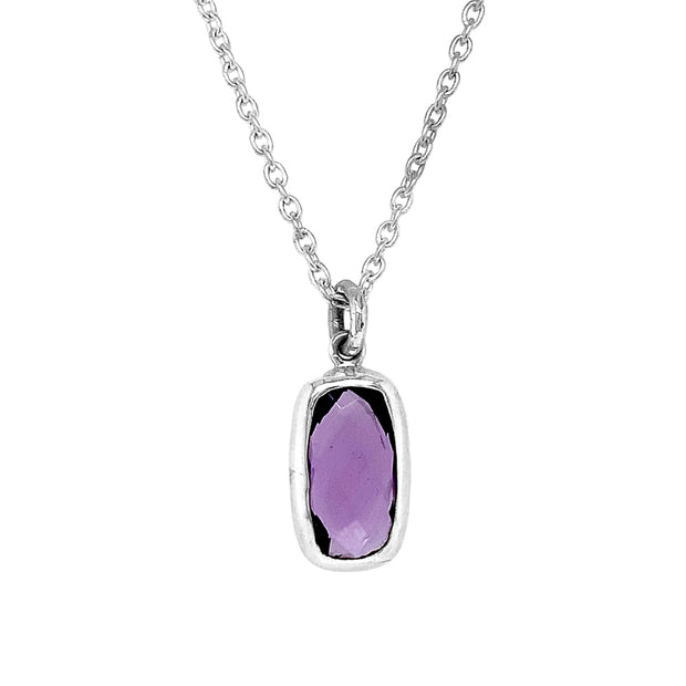 Sterling Silver Elongated Amethyst Necklace