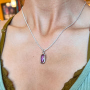 Sterling Silver Elongated Amethyst Necklace
