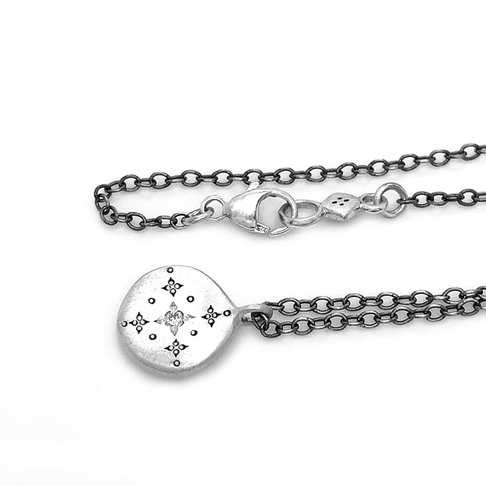 Diamond & Sterling Silver Necklace - "New Moon"