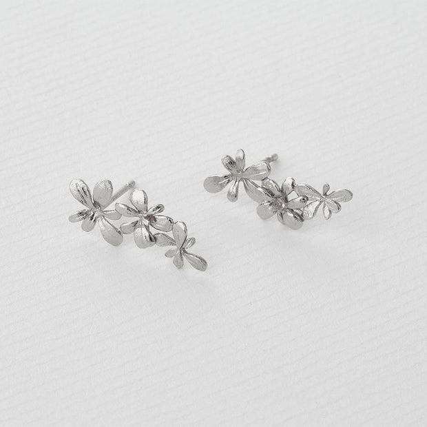 Sterling Silver Floral Stud Earrings - "Sprouting Rosette"